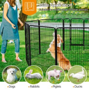 Topeakmart 32 Panels Pet Dog Pen 40 inch Height Heavy Duty Foldable Metal Portable Puppy Exercise Pen Barrier Cat Chicken Rabbit Fence with Door Indoor Outdoor Black