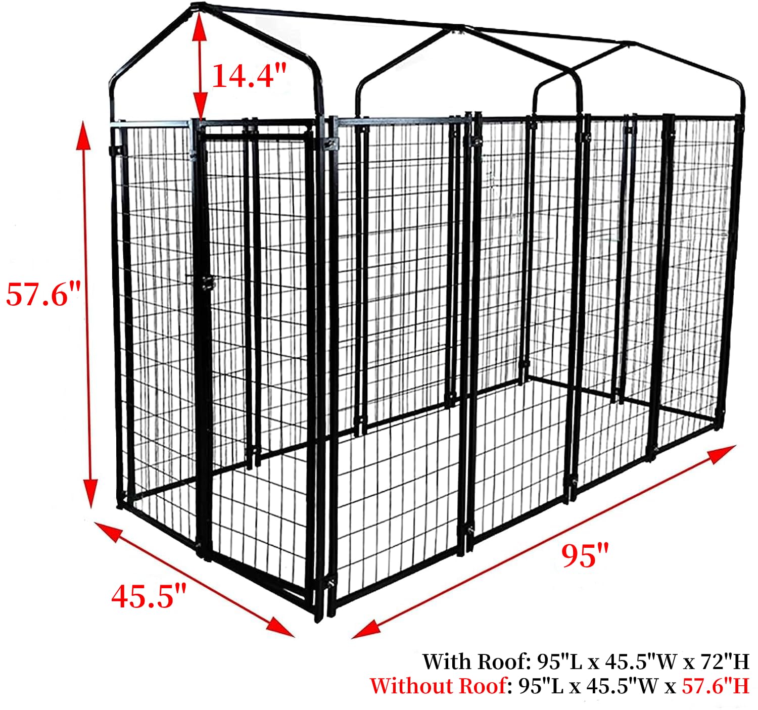 HITTITE Large Outdoor Dog Kennel, Heavy Duty Outdoor Dog Cage, Anti-Rust Dog Pens Outdoor with Waterproof UV-Resistant Cover and Secure Lock for Backyard,8'L x4' W x 6'H（with Roof）