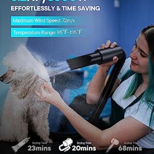 EGFKI Dog Dryer, 5.2HP/ 3800W Pet Grooming High Velocity Force Blower with 4 Nozzles, Adjustable Speed and Temperature Dog Hair Dryers for Grooming