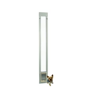 ideal pet products aluminum pet patio door, adjustable height 77-5/8" to 80-3/8", 5" x 7" flap size, white