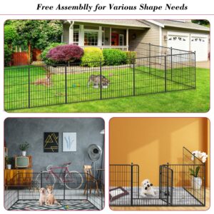 Jhsomdr Dog Playpen Outdoor 32" Height Foldable 32 Panels Heavy Duty Metal Portable Dog Pens Indoor Anti-Rust Exercise Dog Fence with Doors for Large/Medium/Small Pets Play Pen for RV Camping Yard