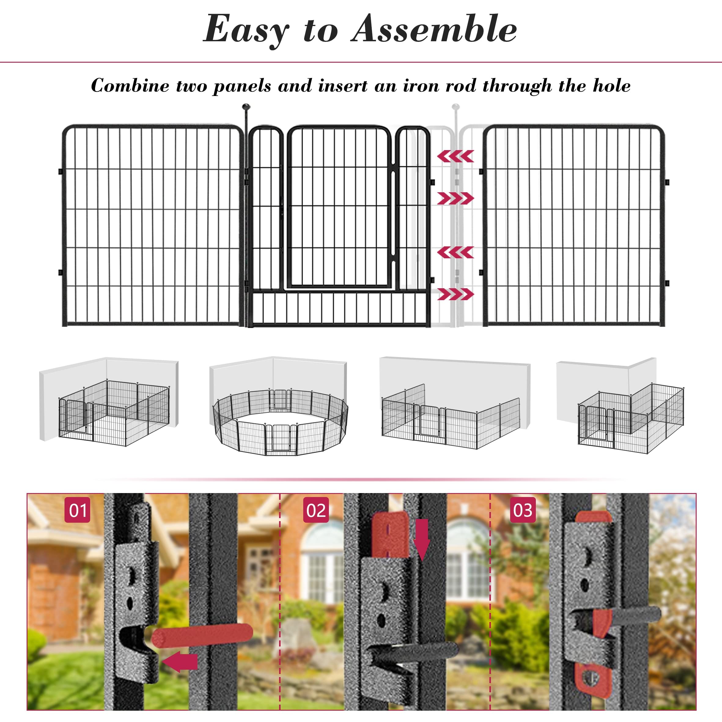 Jhsomdr Dog Playpen Outdoor 32" Height Foldable 32 Panels Heavy Duty Metal Portable Dog Pens Indoor Anti-Rust Exercise Dog Fence with Doors for Large/Medium/Small Pets Play Pen for RV Camping Yard