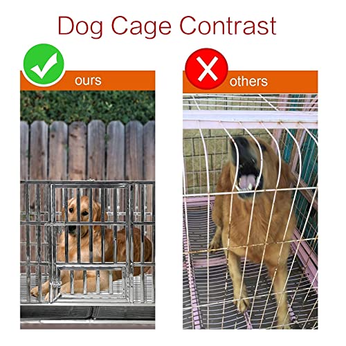 Confote 48" Heavy Duty Stainless Steel Dog Cage Kennel Crate and Playpen for Training Large Dog Indoor Outdoor with Double Doors & Locks Design Included Lockable Wheels Removable Tray No Screw