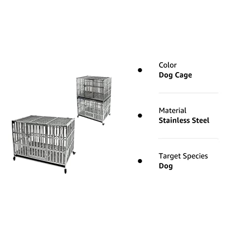 Confote 48" Stackable Heavy Duty Dog Kennel Pet Stainless Steel Crate Cage for Small Dogs with Tray in-Door Foldable & Portable for Animal Out-Door Travel