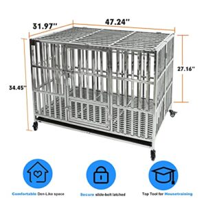 Confote 48" Stackable Heavy Duty Dog Kennel Pet Stainless Steel Crate Cage for Small Dogs with Tray in-Door Foldable & Portable for Animal Out-Door Travel