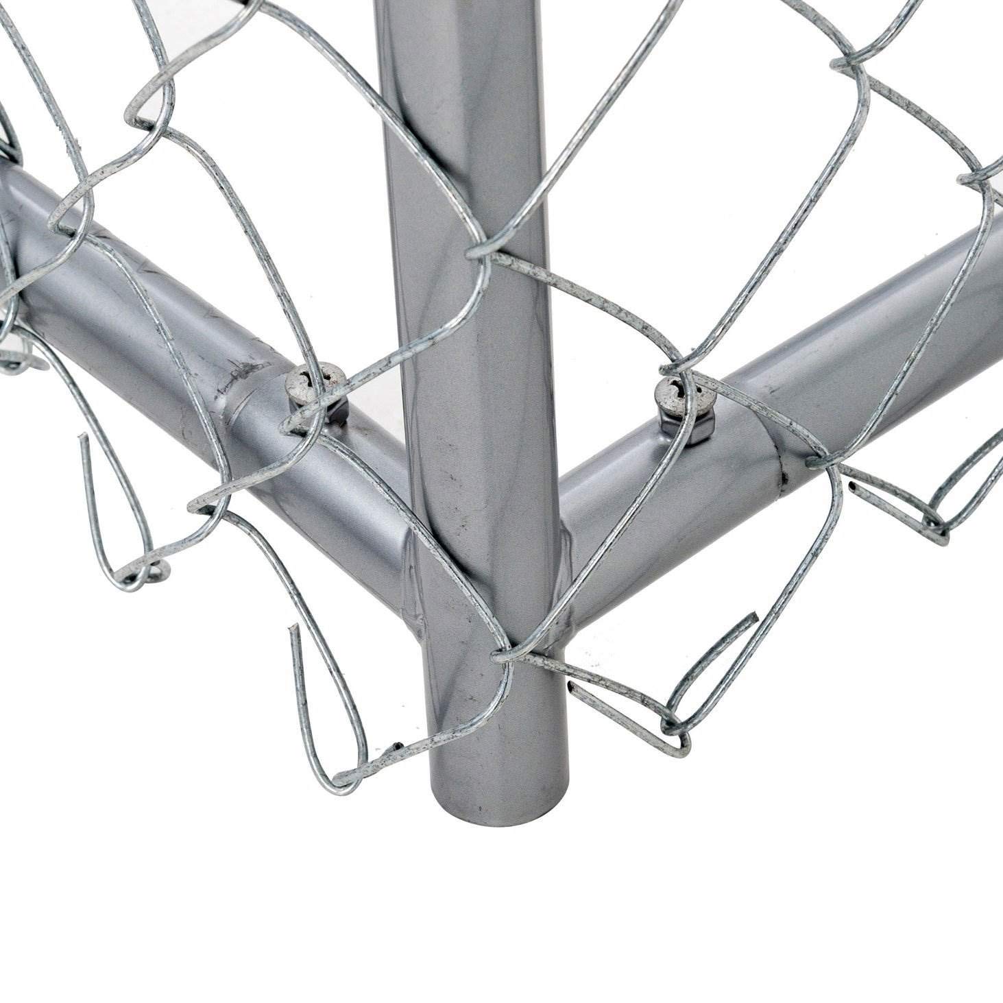 Lucky Dog 10 by 6 Foot Large Outdoor Galvanized Steel Chain Link Dog Kennel with Latching Door, 1.5 Inch Raised Legs, and WeatherGuard Roof Cover