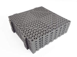 vintile modular interlocking cushion floor tiles mat non-slip with drainage holes for pool shower locker-room sauna bath deck patio garage wet area mat (pack of 6 tiles - 11-3/4" x 11-3/4", gray)