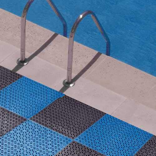 VinTile Modular Interlocking Cushion Floor Tiles Mat Non-Slip with Drainage Holes for Pool Shower Locker-Room Sauna Bath Deck Patio Garage Wet Area Mat (Pack of 6 Tiles - 11-3/4" x 11-3/4", Gray)