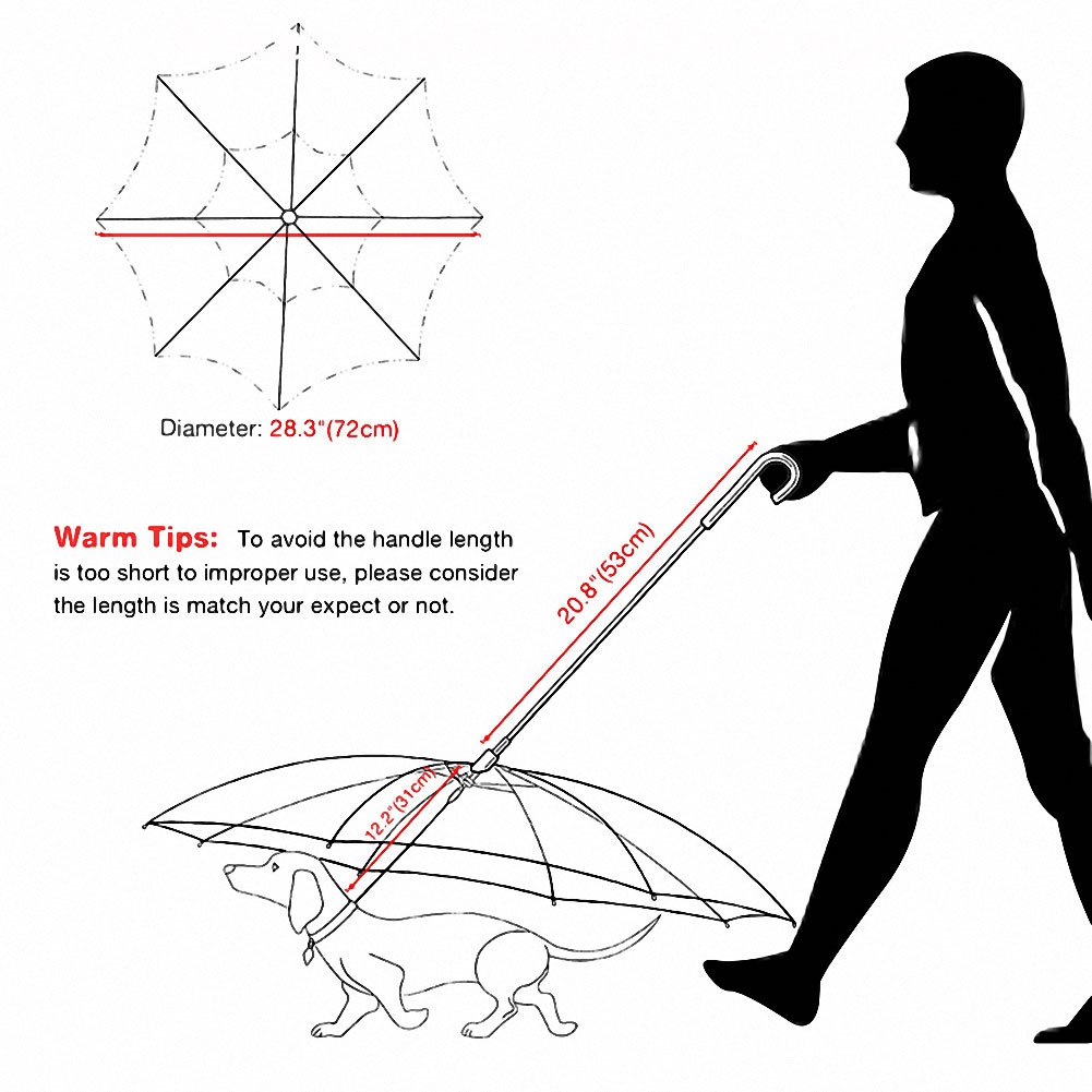 OMEM Portable Modular Dog Umbrella with Leash Pet Outdoor Rainproof Supplies, Diameter 28.3"