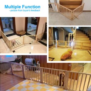 YOCAN Freestanding Wooden Dog Gates -Foldable Pet Gate Indoor Dog Fence, Dog Gate for Doorways, House, Stairs, Halls-5 Panel 16.9"