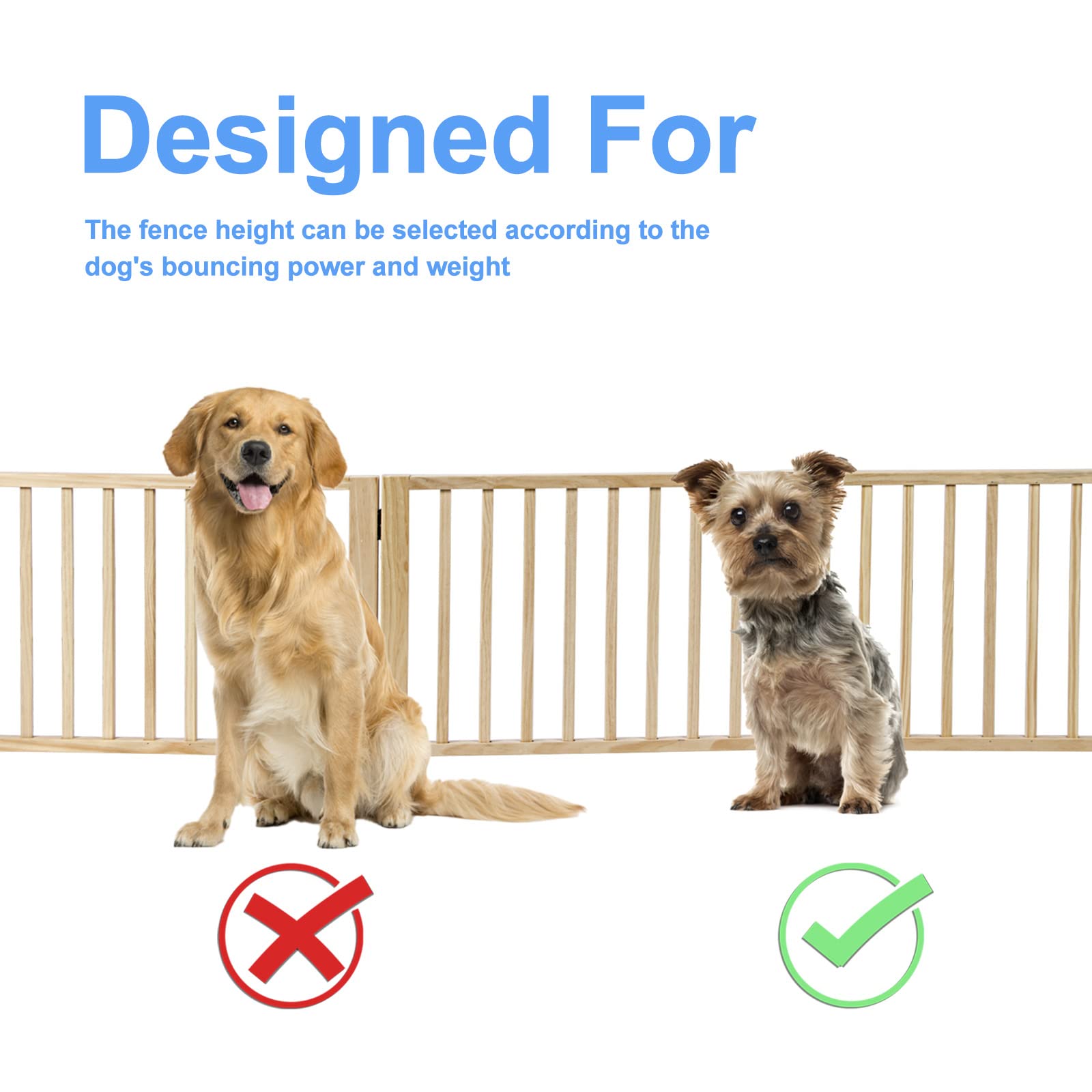 YOCAN Freestanding Wooden Dog Gates -Foldable Pet Gate Indoor Dog Fence, Dog Gate for Doorways, House, Stairs, Halls-5 Panel 16.9"