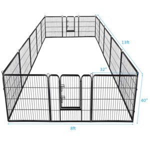 Giantex 40 inch Dog Fence with Door, 16/8 Panels Dog Playpen for Outside Large Dogs, Portable Pet Playpen Fencing Enclosures, Heavy Duty Metal Camping Dog Fences for The Yard (16 Panels, 40 inch)