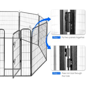 Giantex 40 inch Dog Fence with Door, 16/8 Panels Dog Playpen for Outside Large Dogs, Portable Pet Playpen Fencing Enclosures, Heavy Duty Metal Camping Dog Fences for The Yard (16 Panels, 40 inch)