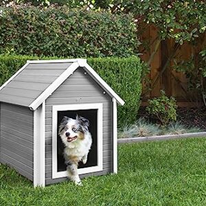 New Age Pet ECOFLEX® Outdoor Large Bunk Style Dog House for Up to 80lbs Pets | 10 Year Manufacturer Warranty | Weatherproof Roof & Elevated Floor | Easy-to-Assemble & Clean