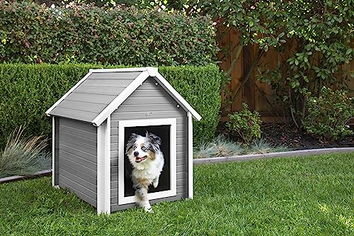 New Age Pet ECOFLEX® Outdoor Large Bunk Style Dog House for Up to 80lbs Pets | 10 Year Manufacturer Warranty | Weatherproof Roof & Elevated Floor | Easy-to-Assemble & Clean