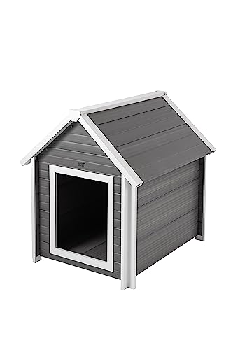 New Age Pet ECOFLEX® Outdoor Large Bunk Style Dog House for Up to 80lbs Pets | 10 Year Manufacturer Warranty | Weatherproof Roof & Elevated Floor | Easy-to-Assemble & Clean