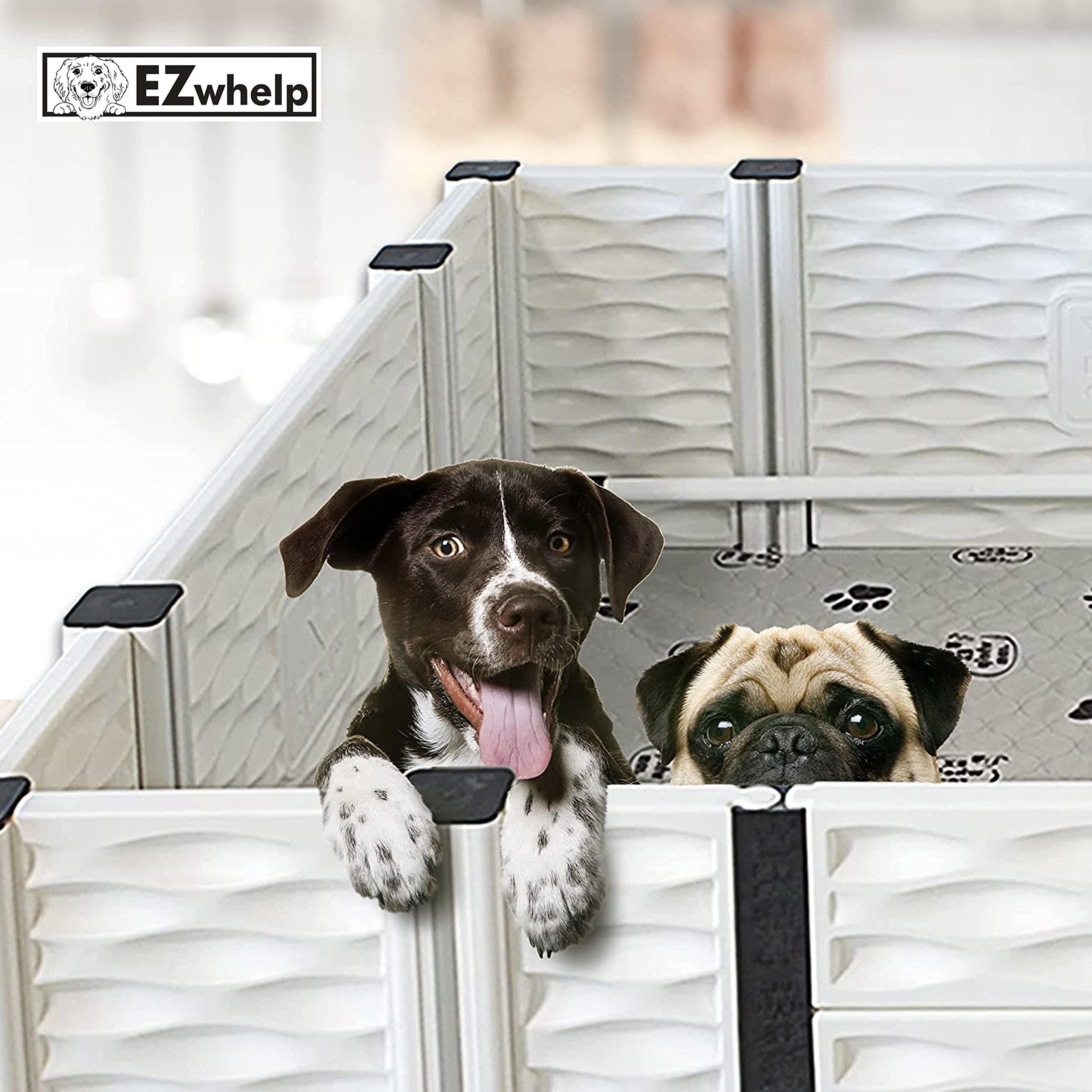 EZwhelp EZclassic Add-On Room 3-Wall Gates for Dogs Indoor Whelping Box, Extension for Whelping Box for Dogs, Portable Fence Puppy Playpen, Whelping Supplies for Dogs, Dog Playpen Extender (48x48)