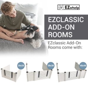 EZwhelp EZclassic Add-On Room 3-Wall Gates for Dogs Indoor Whelping Box, Extension for Whelping Box for Dogs, Portable Fence Puppy Playpen, Whelping Supplies for Dogs, Dog Playpen Extender (48x48)