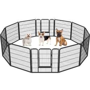 yaheetech heavy duty extra wide dog playpen, 12 panels outdoor pet fence for large/medium/small animals foldable puppy exercise pen for garden/yard/rv/camping 32 inch height x 32 inch width