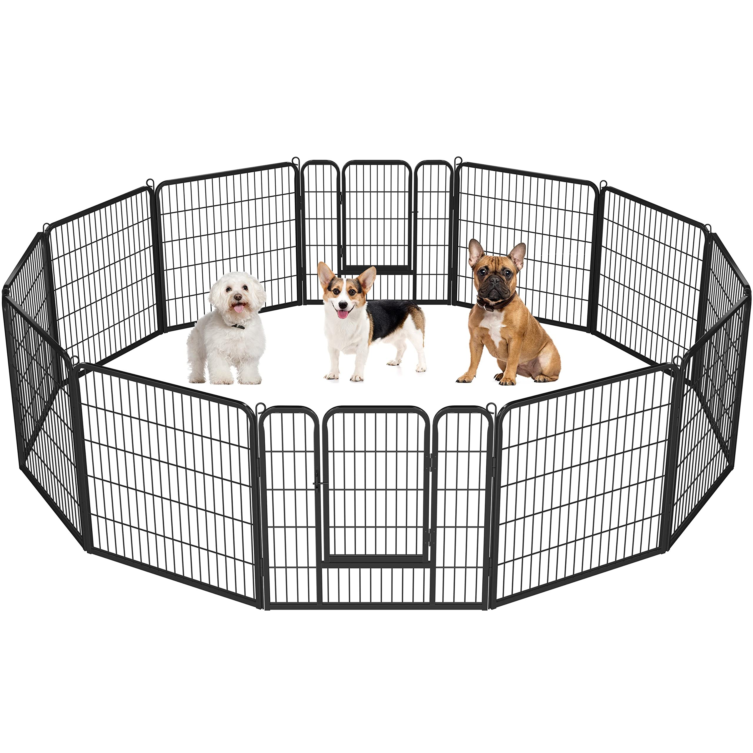 Yaheetech Heavy Duty Extra Wide Dog Playpen, 12 Panels Outdoor Pet Fence for Large/Medium/Small Animals Foldable Puppy Exercise Pen for Garden/Yard/RV/Camping 32 Inch Height x 32 Inch Width