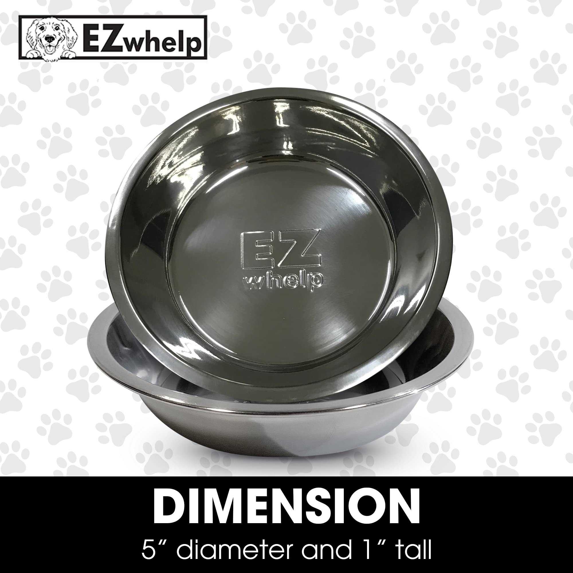 EZWhelp Modular Puppy Feeding Station — Food-Grade Stainless Steel Puppy Bowls for Puppies, Weaning Bowls, Multiple Puppy Feeding, Perfect Litter Separation & Weaning, No-Flip Design - (2 Pack)