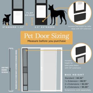 Hakuna Pets Patio Pet Door Screen Insert Panel for Sliding Doors, Fits Door Track Min Ht 61.02" to Max Ht 84.25", UV Resistant Mesh, Locking Magnetic Dog Door, Easy Install and Removal, Medium, Black