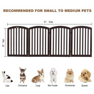 Bonnlo 30'' Tall Free Standing Pet Gate for Dogs, 81” Wide Dog Gates for The House, Doorways & Stairs, Dog Fence Indoor Puppy Gate with 4 Foot Supporters, 4 Panel Doggie Gate, Espresso