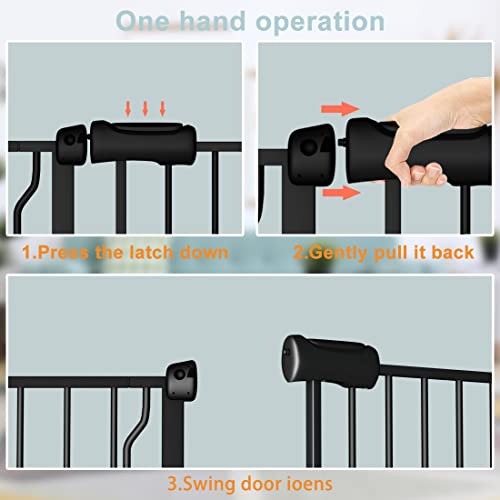 Fairy Baby Extra Wide Baby Gate Black 57.5-62 Inch Wide, Walk Through Pressure Mounted No Drill, Long and Large Tension Dog Gates for Pet and Kids