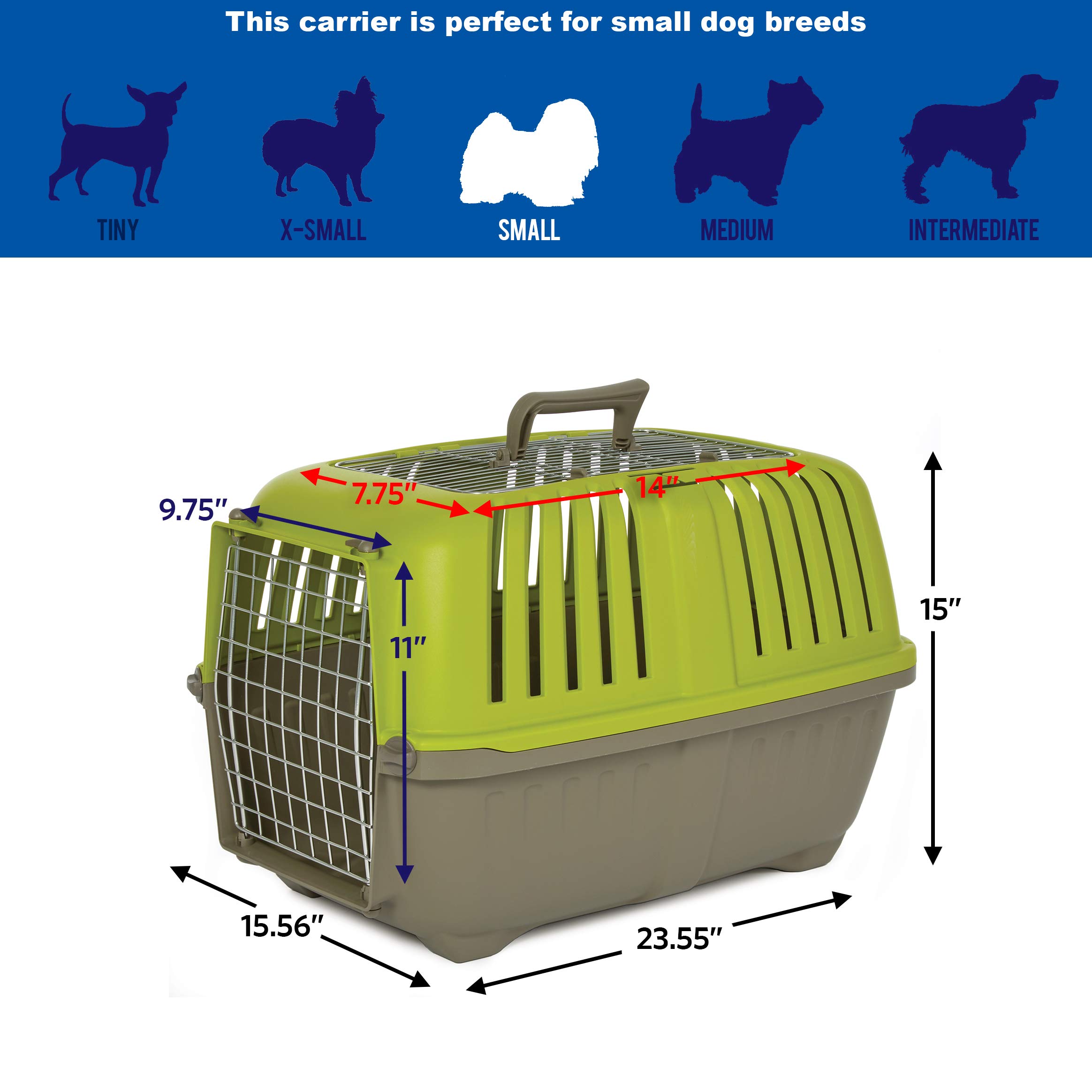 MidWest Homes for Pets Spree Travel Pet Carrier, Dog Carrier Features Easy Assembly and Not The Tedious Nut & Bolt Assembly of Competitors, Ideal for Small Dogs & Cats