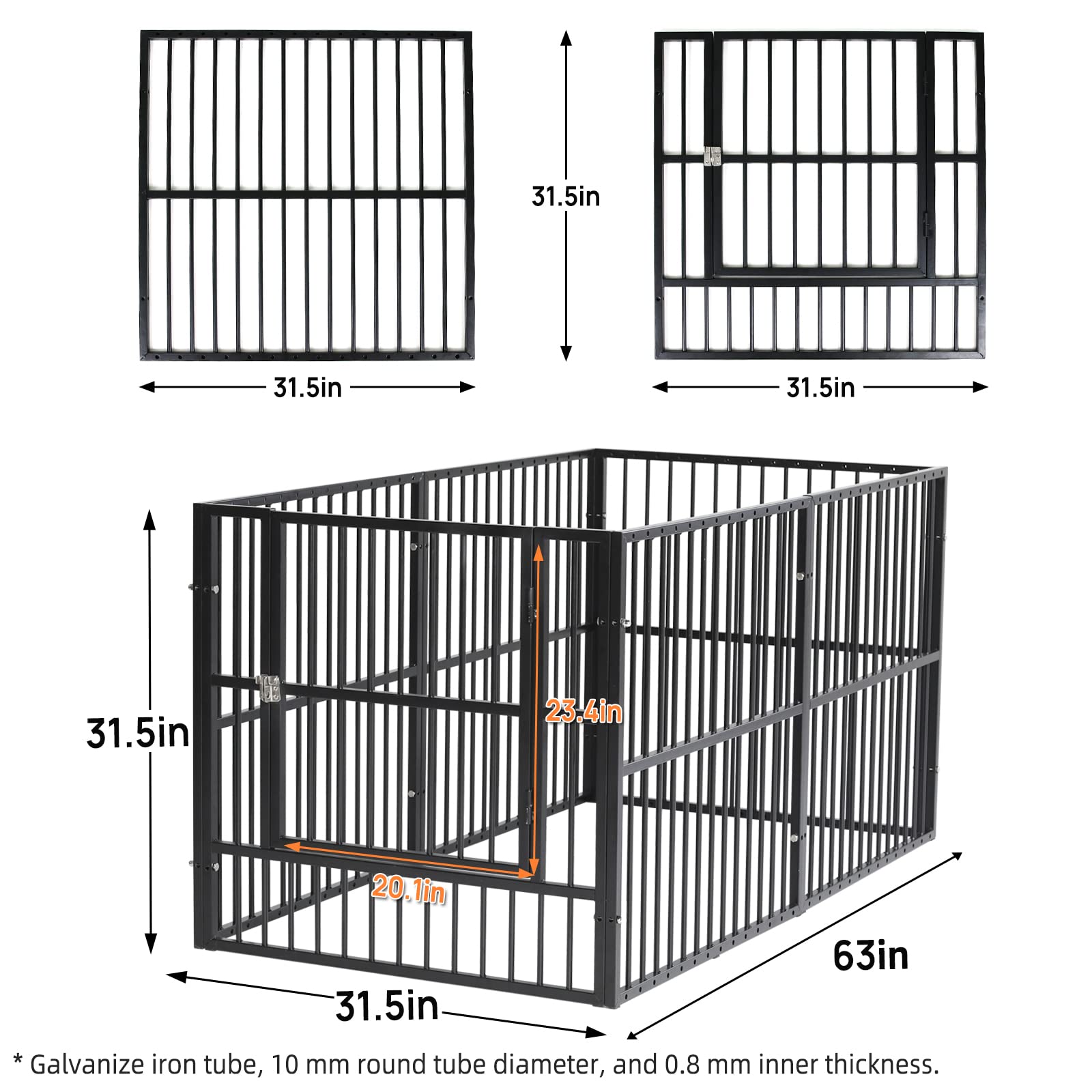 RYPetmia Dog Playpen 31.5" Height Puppy Pen,Heavy duty 31"- 63" Inch Extendable, Safe and Sturdy dog pens, Easy Assemble for Outdoor Indoor pet playpen