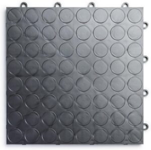 big floors racedeck circletrac, durable copolymer interlocking modular garage flooring tile (12 pack), graphite