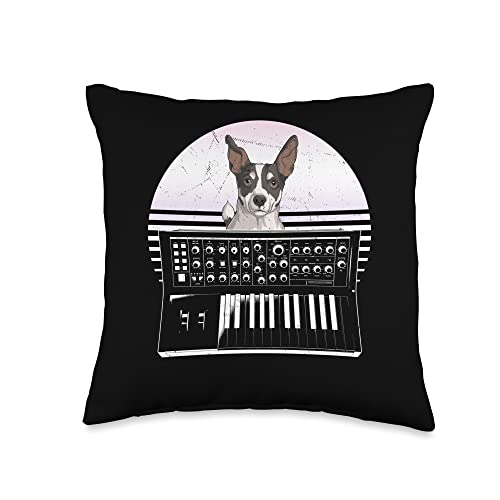 Synth Music Producer Keyboard Synthesizer Jack Russell Terrier Dog Modular Synthesizer Keyboard Throw Pillow, 16x16, Multicolor