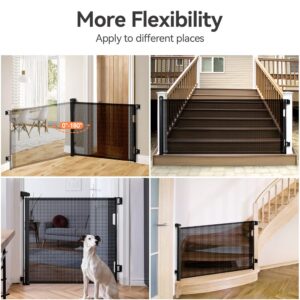 COMOMY Retractable Baby Gate for Stairs, 0-71" Mesh Dog Gate for House Doorways Hallways, 33" Tall Extra Wide Child Safety Gate for Kids Pets, Indoor and Outdoor (Black)