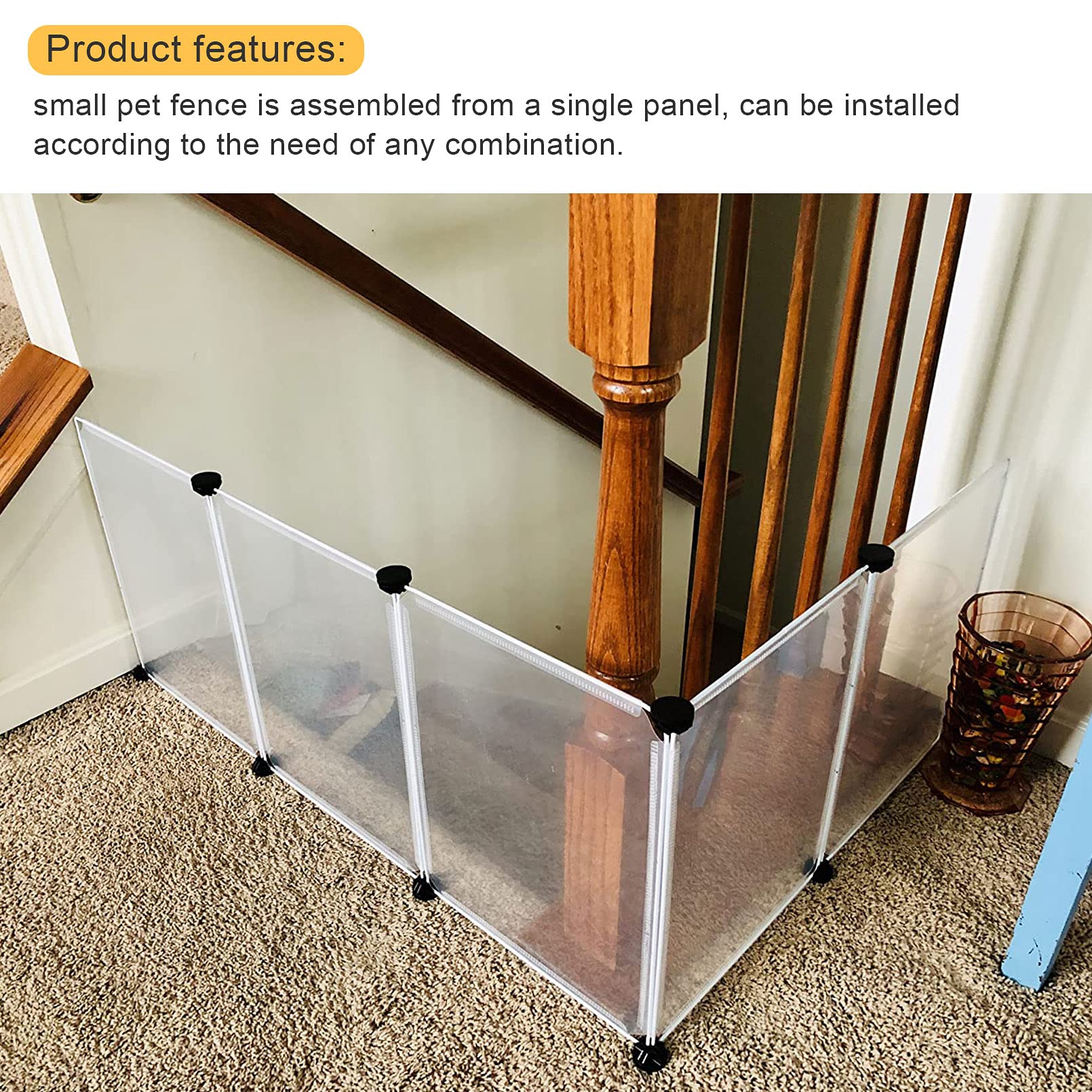 kathson Plastic Small Pet Playpen,Portable Bunny Pen,13.8" X 13.8" Rabbit Cage DIY Metal Enclosure Yard Outdoor & Indoor Fence for Cat Guinea Pig Hedgehogs Kitten Rat(12 Panels)