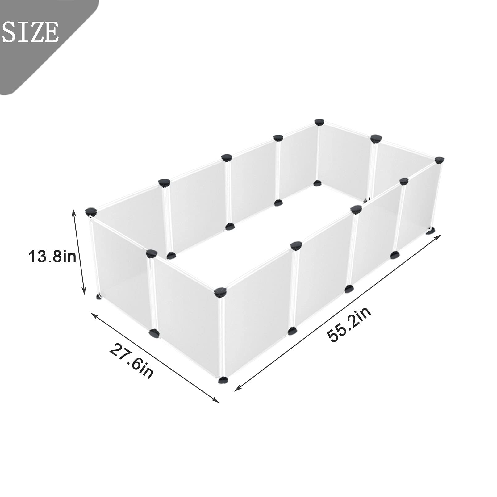 kathson Plastic Small Pet Playpen,Portable Bunny Pen,13.8" X 13.8" Rabbit Cage DIY Metal Enclosure Yard Outdoor & Indoor Fence for Cat Guinea Pig Hedgehogs Kitten Rat(12 Panels)