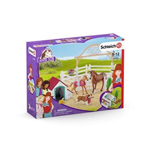 Schleich Horse Club, Horse Toys for Girls and Boys, Hannah's Guest Horses Horse Set with Ruby the Dog and Horse Toys, 20 pieces, Ages 5+