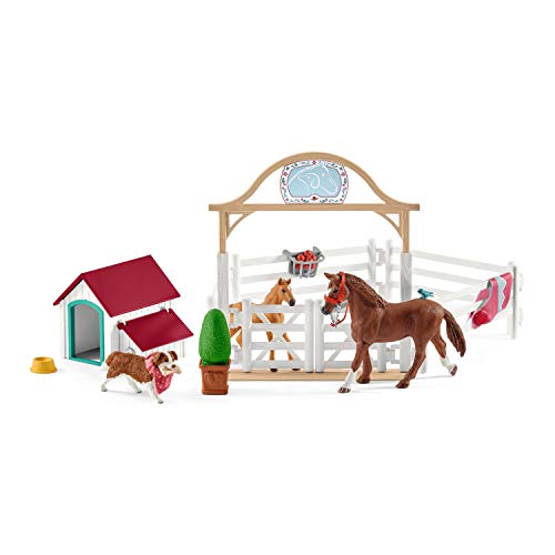 Schleich Horse Club, Horse Toys for Girls and Boys, Hannah's Guest Horses Horse Set with Ruby the Dog and Horse Toys, 20 pieces, Ages 5+