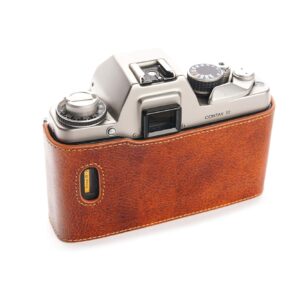 Contax S2 Case, BolinUS Handmade Genuine Real Leather Half Camera Case Bag Cover for Contax S2 Camera with Hand Strap (LavaBrown)