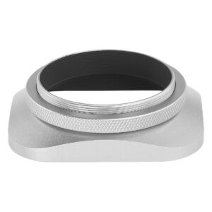 Haoge LH-EW2 49mm Square Metal Screw-in Lens Hood with Cap for 49mm Canon Nikon Sony Leica Voigtlander Nikkor Panasonic Pentax Contax Olympus Lens and Other Lens with 49mm Filter Thread Silver