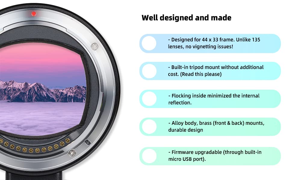 Fringer C645-GFX II Smart Adapter Auto Focus Camera Mount Adapter Ring Compatible with All Contax 645 Lenses to Fuji GFX100/100S/GFX50S/50R/50S II Cameras Adapters