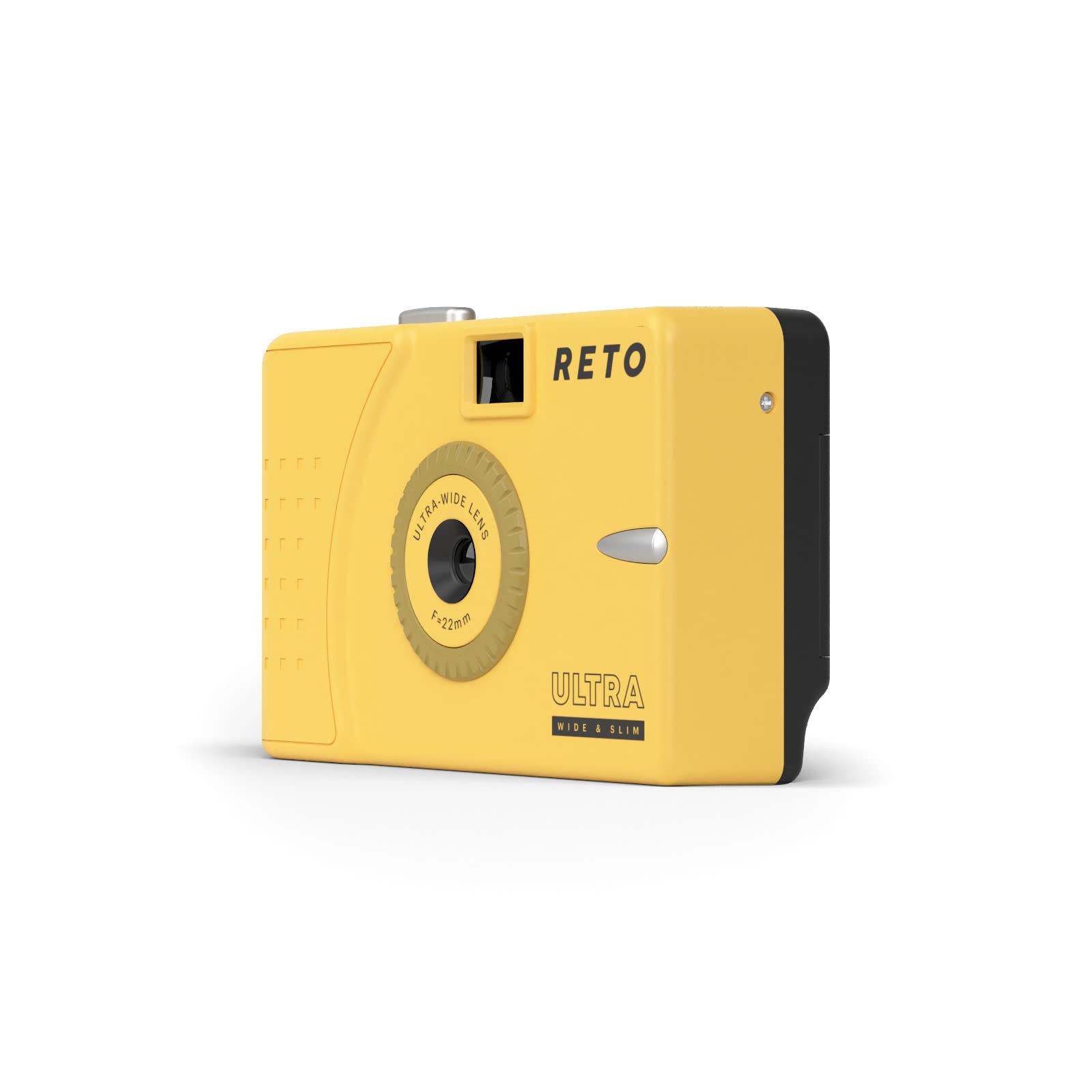 RETO Ultra Wide and Slim 35mm Reusable Daylight Film Camera - 22mm Wide Lens, Focus Free, Light Weight, Easy to Use (Muddy Yellow)