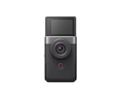 Canon PowerShot V10 Vlog Camera for Content Creators, 19mm Wide-Angle Lens, 1" CMOS sensor, 4K Video, Face-tracking, Built-in Microphone, Image Stabilization, Webcam, Live Streaming, Silver