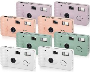 leifide 8 pcs disposable camera bulk for wedding single use camera one time camera for photography with flash color film for wedding, anniversary, travel, camp, party supplies (cute color)