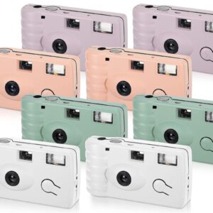 LEIFIDE 8 Pcs Disposable Camera Bulk for Wedding Single Use Camera One Time Camera for Photography with Flash Color Film for Wedding, Anniversary, Travel, Camp, Party Supplies (Cute Color)