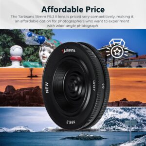 7artisans 18mm F6.3 Mark II UFO Lens, Compatible with Fuji X-Mount Mirrorless Cameras X-A3 X-A5 X-A7 X-Ｍ1 X-Ｍ2 X-Ｈ1 X-T1 X-T10 X-T2 X-T20 X-T3 X-T４ X-T100 X-T200 X-T30 X-Pro1 X-Pro2 X-Pro3 X-E1 X-E2