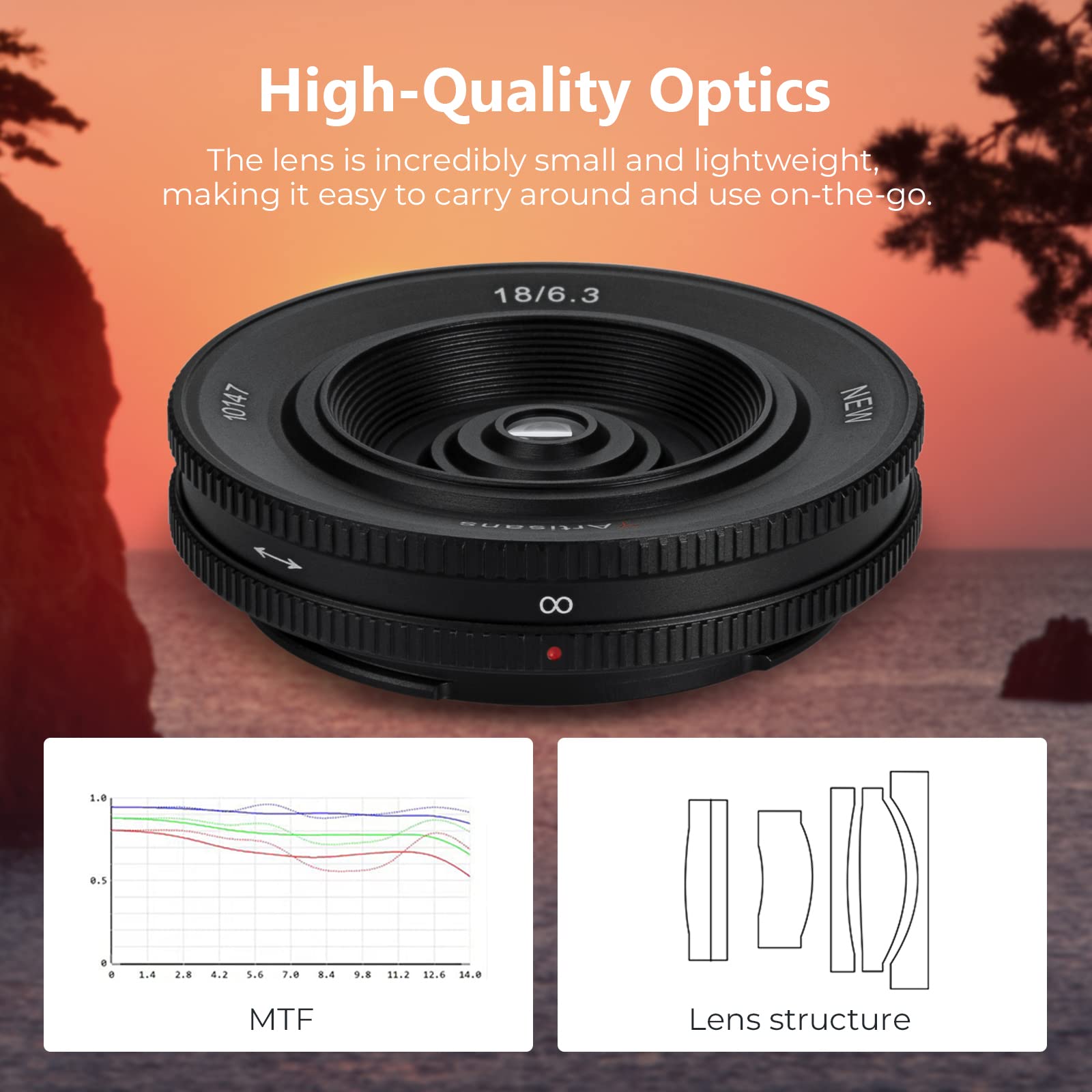 7artisans 18mm F6.3 Mark II UFO Lens, Compatible with Fuji X-Mount Mirrorless Cameras X-A3 X-A5 X-A7 X-Ｍ1 X-Ｍ2 X-Ｈ1 X-T1 X-T10 X-T2 X-T20 X-T3 X-T４ X-T100 X-T200 X-T30 X-Pro1 X-Pro2 X-Pro3 X-E1 X-E2