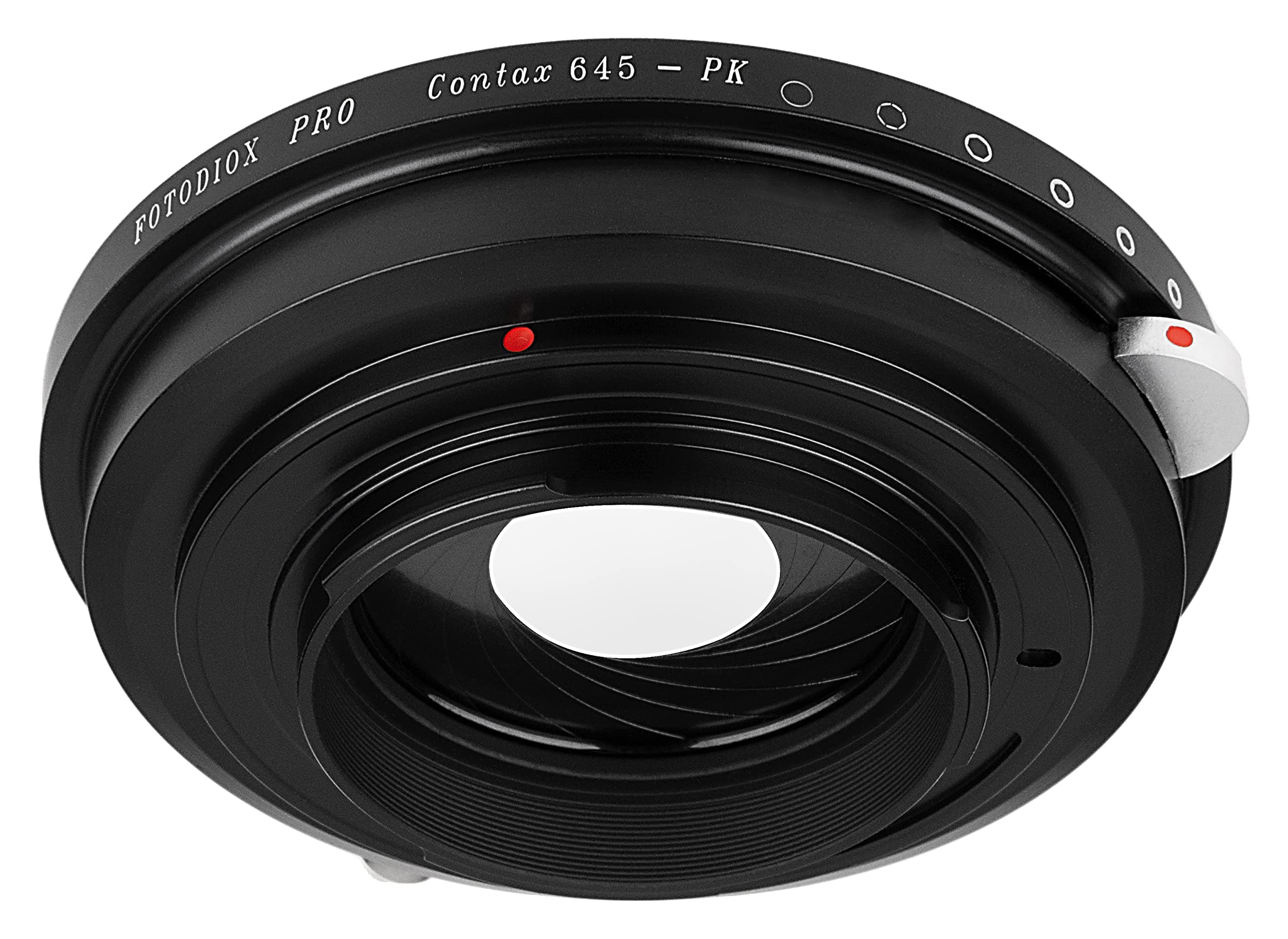 Fotodiox Pro Lens Mount Adapter with Built-in Aperture Control Iris, for Contax 645 lens to Pentax K-Mount (PK) DSLR Cameras