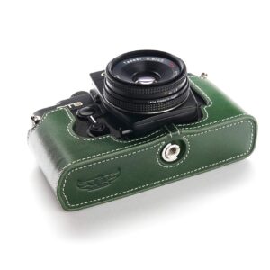 Contax RTS Case, BolinUS Handmade Genuine Real Leather Half Camera Case Bag Cover for Contax RTS/RTS II RTS2 Camera with Hand Strap (Green)