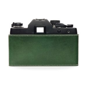 Contax RTS Case, BolinUS Handmade Genuine Real Leather Half Camera Case Bag Cover for Contax RTS/RTS II RTS2 Camera with Hand Strap (Green)