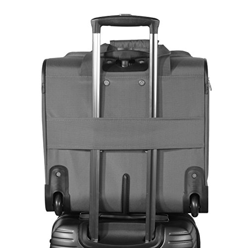 Olympia Lansing Heavy Duty Rip Stop Nylon Wheeled Carry On Suitcase for Under the Seat Airplane Travel with Divider and Dual Side Zip Pockets, Gray